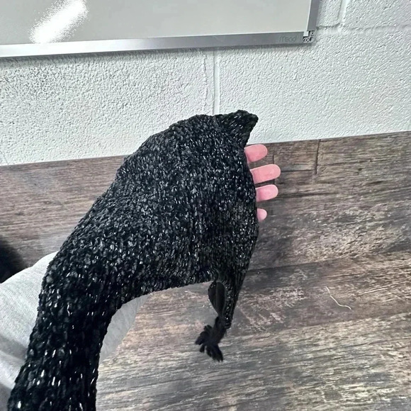 The Children's Place Black Cat Face Hat with Ears and Braided Tassels - Picture 3 of 5